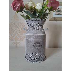 Jarra de metal galvanizado blanca estilo vintage para flores, ideal para decoración de bodas y jardines. - Product Image 4
