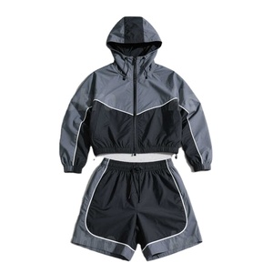 OEM Custom High Quality Men's Embroidered Woven Solid Breathable Summer Hip Hop Short Sets Relaxed Fit 100% Polyester Tracksuit - Product Image 1