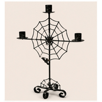 Candelabro de Metal Negro con Diseño de Telaraña para Halloween y Navidad, Portavelas para Velas de Té, Ecológico, Hecho a Mano, para Fiestas de Casas Encantadas