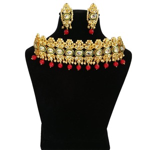 Indian Classic Women's Choker Wedding Engagement Anniversary Party Green Traditional Crystal Kundan Faux Pearl Alloy Gold <b>Gift</b> - Product Image 1