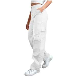 Women Cargo Pants High Waisted Loose Fit Casual <b>Trousers</b> Multi Pocket Ladies Fashion Wholesale Clothing - Product Image 2