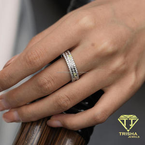 Anillo de eternidad de lujo con diamantes de moissanita, plata de ley 925, corte redondo, joyería de boda para mujer, elegante regalo de joyería fina. - Product Image 4