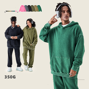 เสื้อสเวตเชิ้ตโอเวอร์ไซส์ผ้าฝ้ายเฟรนช์เทอร์รี่คุณภาพสูง ล้างสีแบบแอซิดวอช แบบหนาเรียบง่าย สไตล์สตรีทแวร์ คอกลม สำหรับผู้ชาย - Product Image 4