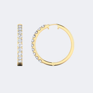 Pendientes de aro Eternity con engaste de puntas compartidas y corte redondo de 2.95 quilates - Product Image 1