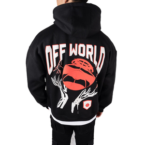 Sweat à capuche oversize en molleton de coton premium pour homme, imprimé en relief, style streetwear décontracté, fabrication en gros - Product Image 1