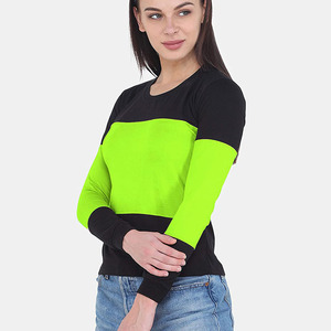 Camiseta Deportiva Personalizada de Manga Larga para Mujer, Cuello Redondo, Bloques de Color, 100% Algodón, Camiseta para Correr - Product Image 6