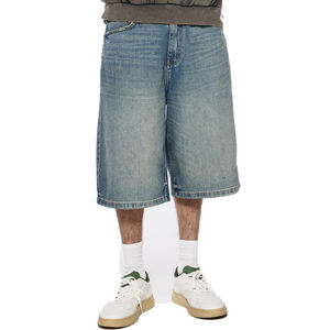 Custom Denim Jorts Hip-hop Embroidered Vintage BLUE WASHED Denim Baggy <b>Jean</b> Shorts <b>Men</b> Custom Design Long Shorts - Product Image 5