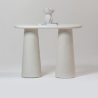 Table console en micro-béton marbré Vandana Lunaris Zenova, design moderne et minimaliste