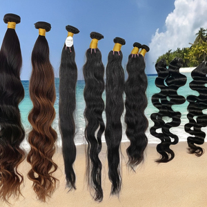 Vente en gros de cheveux indiens bruts vierges Remy non traités, cheveux ondulés naturels, style Body Wave, longues tresses noires, cheveux humains bon marché sans produits chimiques - Product Image 4