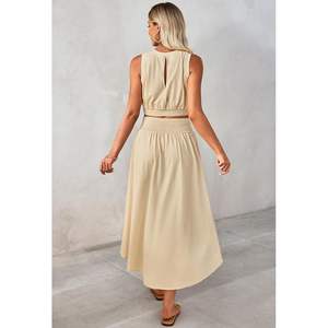 2025 femmes deux pièces haut court et haut bas fendu Maxi jupe ensemble conception smockée tailles disponibles XS XXS quantité minimale de commande 2 pièces - Product Image 4