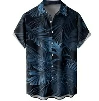 Ensemble de chemises de plage hawaïennes pour hommes, design personnalisé, respirant, séchage rapide, manches courtes, style safari, 100% polyester flanelle - Product Image 2
