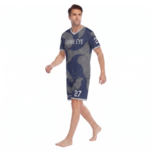 Conjunto de camiseta y pantalones cortos de fútbol para hombre, diseño sublimado, cuello en V, manga corta, ropa deportiva transpirable de poliéster - Product Image 3