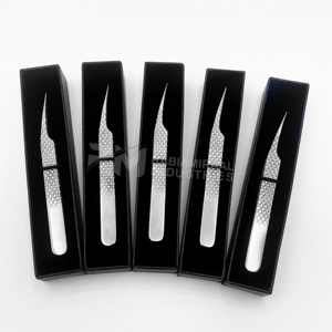 Pince à épiler antistatique en acier inoxydable à pointe droite RMI, poignée diamant, pince simple, emballage en boîte noire - Product Image 6