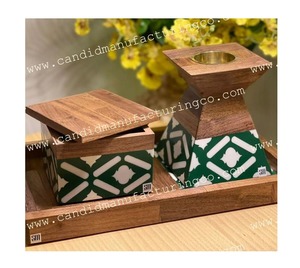 Lujoso Juego de Quemador de Incienso de Sándalo con Incrustaciones de Madreperla, Decoración Aromática Hecha a Mano con Carbón y Bandeja - Product Image 4