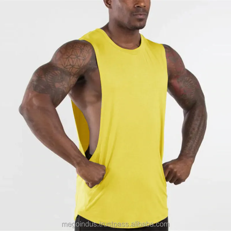 Marka yeni düz Tank Top erkekler spor salonları Stringer kolsuz gömlek açık taraf boş spor giyim pamuk kas yelek spor giyim