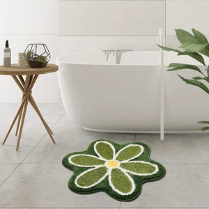 Tapis de bain en chenille florale, forme originale, avec dos antidérapant en caoutchouc, design touffeté pour la salle de bain à domicile - Product Image 5