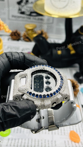 VVS Moissanite Iced Out <b>Watch</b> For Men 925 <b>Sterling</b> <b>Silver</b> Blue Sapphire Bezel Digital Luxury Handmade Hip Hop Jew - Product Image 3
