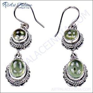Pendientes de aro redondos Prenite de clase alta Diseñador de piedras preciosas étnicas de plata Joyería étnica verdaderamente de moda - Product Image 1