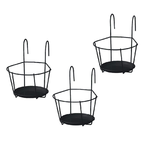 Decorative Metal Planter Railing Hanger Pot Holder <b>For</b> Plants Best Price Metal Hanging Planter Pot <b>For</b> Flower Green Plant - Product Image 3