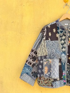 Chaqueta Reversible Acolchada Estilo Boho con Cuello Mao, Manga Tres Cuartos y Cierre de un Solo Botón, Abrigo de Otoño para Mujer - Product Image 3