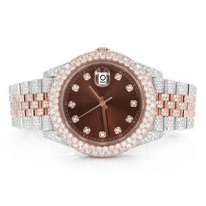 Reloj de Lujo con Esfera de Acero Inoxidable, Diamantes Moissanite, Estilo Hip Hop para Hombre y Mujer, Cristal de Cuarzo Disponible en India - Product Image 1