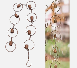 ระบบระบายน้ำฝนแบบโซ่ระฆังโลหะตกแต่งสวนภายนอกพร้อมดีไซน์วงแหวน - Product Image 3