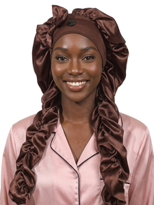 Heatless Curl Satin <b>Bonnet</b> for Sleeping, No Slip Sleep <b>Bonnet</b> with Long Curling Ribbons for Braids & Long Hair - Product Image 5