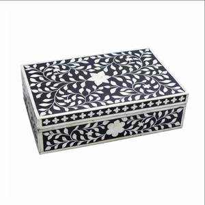Caja de Almacenamiento de Madera AL MALIK CRAFT, Modelo AMC, Rectangular, Color Crema, con Incrustaciones Florales, para Organizar Joyas, Anillos, Regalo de Navidad - Product Image 4