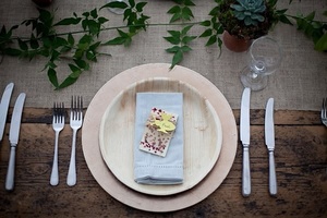 Assiettes jetables rondes de 5 pouces, écologiques, compostables, pour dîners, collations, mariages, événements, fêtes, résistantes au congélateur, modernes et luxueuses - Product Image 1