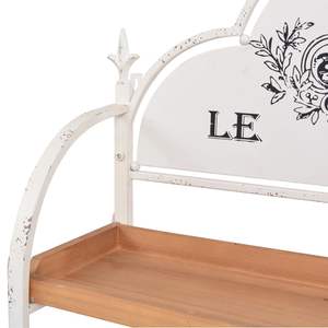 ชั้นวางของเหล็กสีขาวและสีน้ำตาลพร้อมไม้เฟอร์แข็งแรงทนทานและมีสไตล์ - Product Image 5