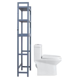 Organizzatore da Bagno a 3 Ripiani Regolabile in Bambù con 3 Ganci, Scaffale Autoportante da Posizionare Sopra il WC - Product Image 1