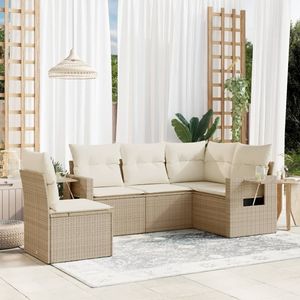Ensemble de canapés de jardin beige en rotin, mobilier d'extérieur 4 places, résistant aux intempéries, design contemporain - Product Image 3