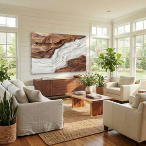 Arte de Pared de Madera Maciza Hecho a Mano, Decoración de Pared de Madera Tallada a Mano, Decoración Rústica para el Hogar, Escultura de Pared de Madera de Monkey Pod Tallada, Moderna - Product Image 4