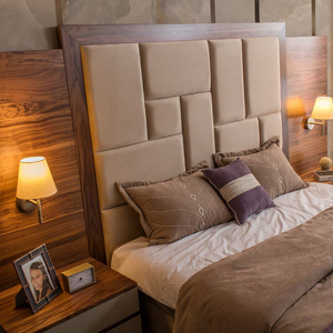 Contemporary Wooden <b>Bed</b> Frame Luxury Upholstered Headboard Bedroom Furniture Modern Home Interior <b>Bed</b> - Product Image 6