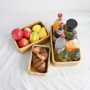 Cestas de Almacenamiento Ecológicas Tejidas de Ratán, Diseño Rectangular Minimalista, Duraderas, Hechas a Mano, Organización de Cocina, Apilables - Product Image 2