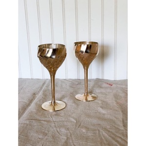 Handmade Brass <b>Wine</b> <b>Goblets</b> Bell Shape Long Stem Glam Party Set of 2 Metal <b>Goblets</b> - Product Image 1
