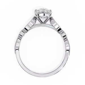 Bague de fiançailles en diamant de laboratoire taille poire 1 carat, or massif 18 carats, certifiée IGI, VVS E-F, avec accent rond vintage, bague fine - Product Image 4