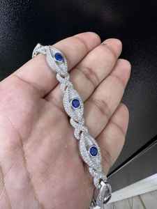 Bracelet tendance en argent sterling 925 plaqué or avec moissanite VVS motif œil glacé pour bracelet cubain - Product Image 4