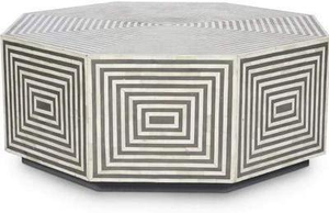 Luxury Minimalist Bone Inlay Coffee <b>Table</b> <b>with</b> Geometric Pattern Handmade Durable Furniture for Living Room <b>Adjustable</b> <b>Height</b> - Product Image 4