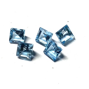 Topaze bleue naturelle, taille carrée, vente en gros d'usine, taille de pierre précieuse de 2x3mm à 13x19mm, fabrication de bijoux - Product Image 1