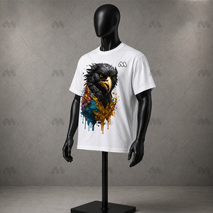 Camiseta Blanca de Manga Corta para Hombre, Cuello Redondo, Corte Regular, Algodón Tejido, Color Sólido Informal, Diseño Liso, Logotipo Frontal, 220g - Product Image 3