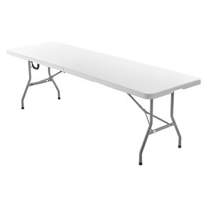 Table pliante portable robuste de 8 pieds, rectangulaire, en plastique, pour intérieur et extérieur, avec poignée intégrée - Product Image 1
