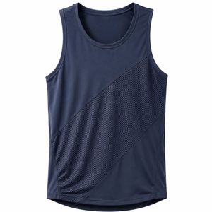 Débardeur pour homme, uni, sportif, à séchage rapide, col rond, respirant, tricoté, 100% polyester, coupe ajustée - Product Image 1