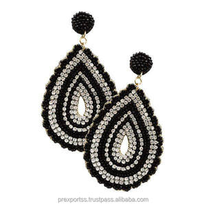 Pendientes Colgantes Ligeros de Aleación Hechos a Mano con Corte Esmeralda para Mujer, Estilo Lindo y a la Moda, con Cuentas Bordadas Multicolor, Tipo Aro Llamativo - Product Image 6