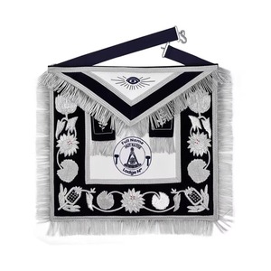 Delantal de Maestro Masón Azul, Étnico, Personalizable, Bordado a Mano con Hilos Plateados y Terciopelo Azul MAP-0127 - Product Image 1