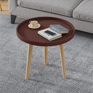 Petite table basse ronde, table d'appoint moderne avec 3 pieds stables, table d'appoint multifonctionnelle pour canapé, balcon, bureau (marron) - Product Image 2