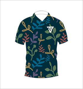 Polo pour homme bleu foncé à imprimé feuilles abstraites, manches courtes, chemise décontractée à la mode pour l'été - Product Image 4