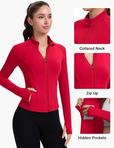 Vêtements de sport à manches longues en gros, design confortable, couleur unie, haut de yoga, veste zippée, vestes de sport pour femmes - Product Image 3