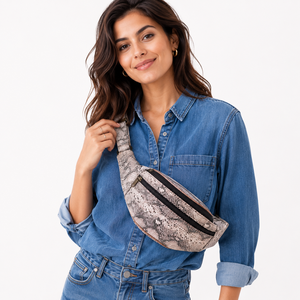 Western Designer Real Leather Snake Print Waist Pocket Belt Trending Travel Handbag Python Easy to Carry Money Belt Multi Uses - Product Image 6