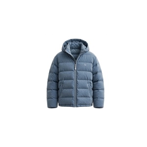 Veste matelassée à capuche bleue pour homme, coupe classique, rembourrage en polyester, imperméable, coupe-vent, fermeture éclair sur le devant, style sportif, vêtements décontractés d'automne - Product Image 1